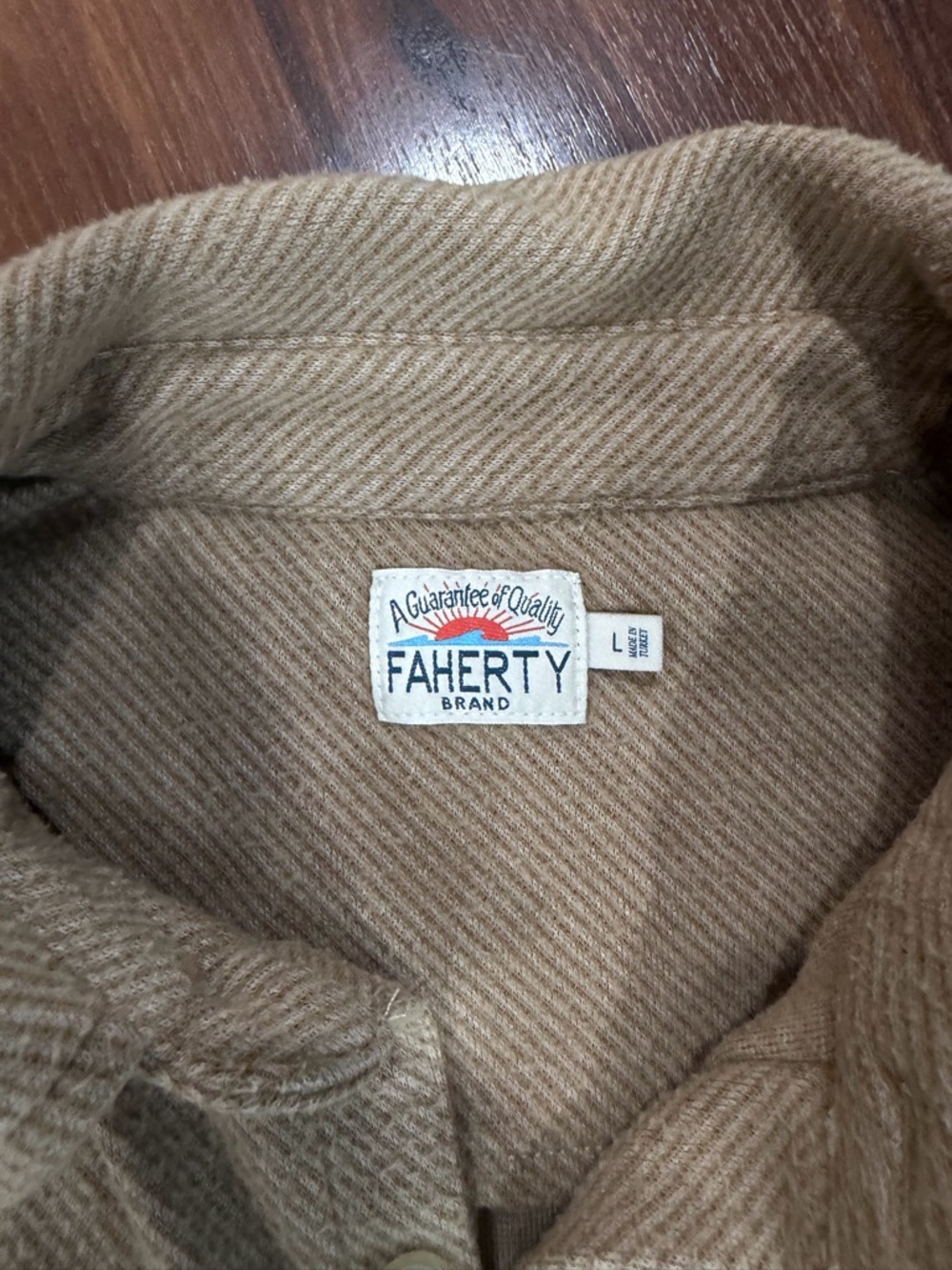 Faherty Womens Long Sleeve Button Up Shirt Sand color Sz Large - Picture 2 of 8